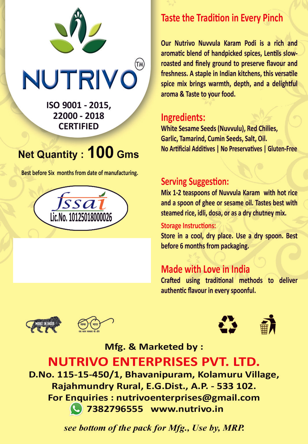 Nuvvula Karam – Spiced Sesame Powder
