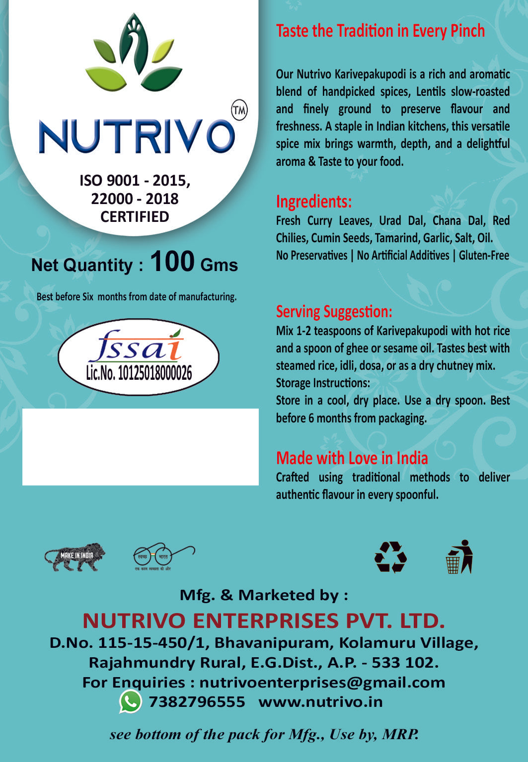 Karivepaku Podi – Curry Leaf Chutney Powder